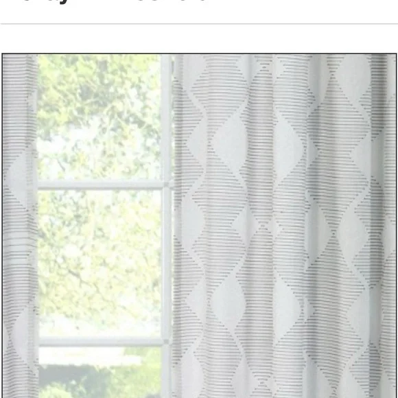 Elegant White Geometric Curtains - Picture 2 of 5